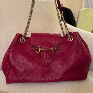 Gucci Large Emily Flap Shoulder Bag (Burgundy)